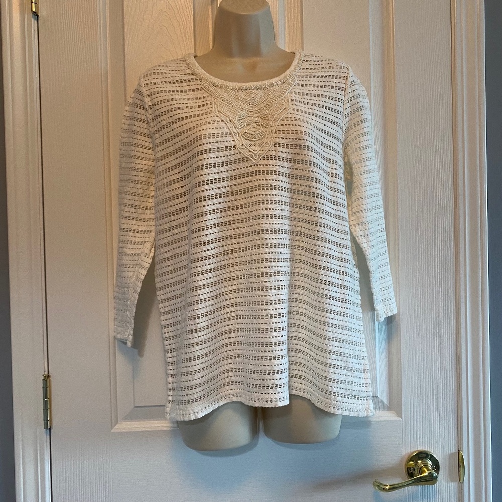 BUY 2 ITEMS & GET 1 FREE - Chico’s Knit & Beaded 3/4 Sleeve Pullover Sz 12/L